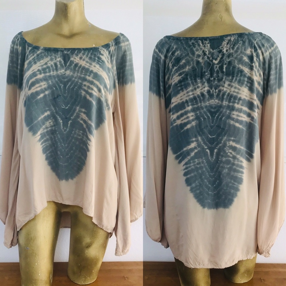 BLU MOON Boho Angel Sleeve CAFTAN Hippie Tunic TOP Small - Picture 4 of 16
